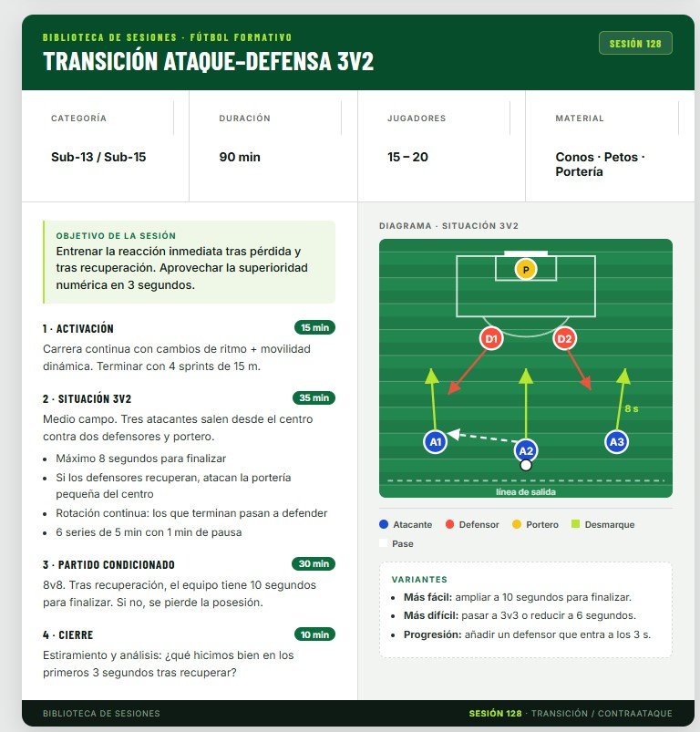 Sesión 128: Transición ataque-defensa 3v2